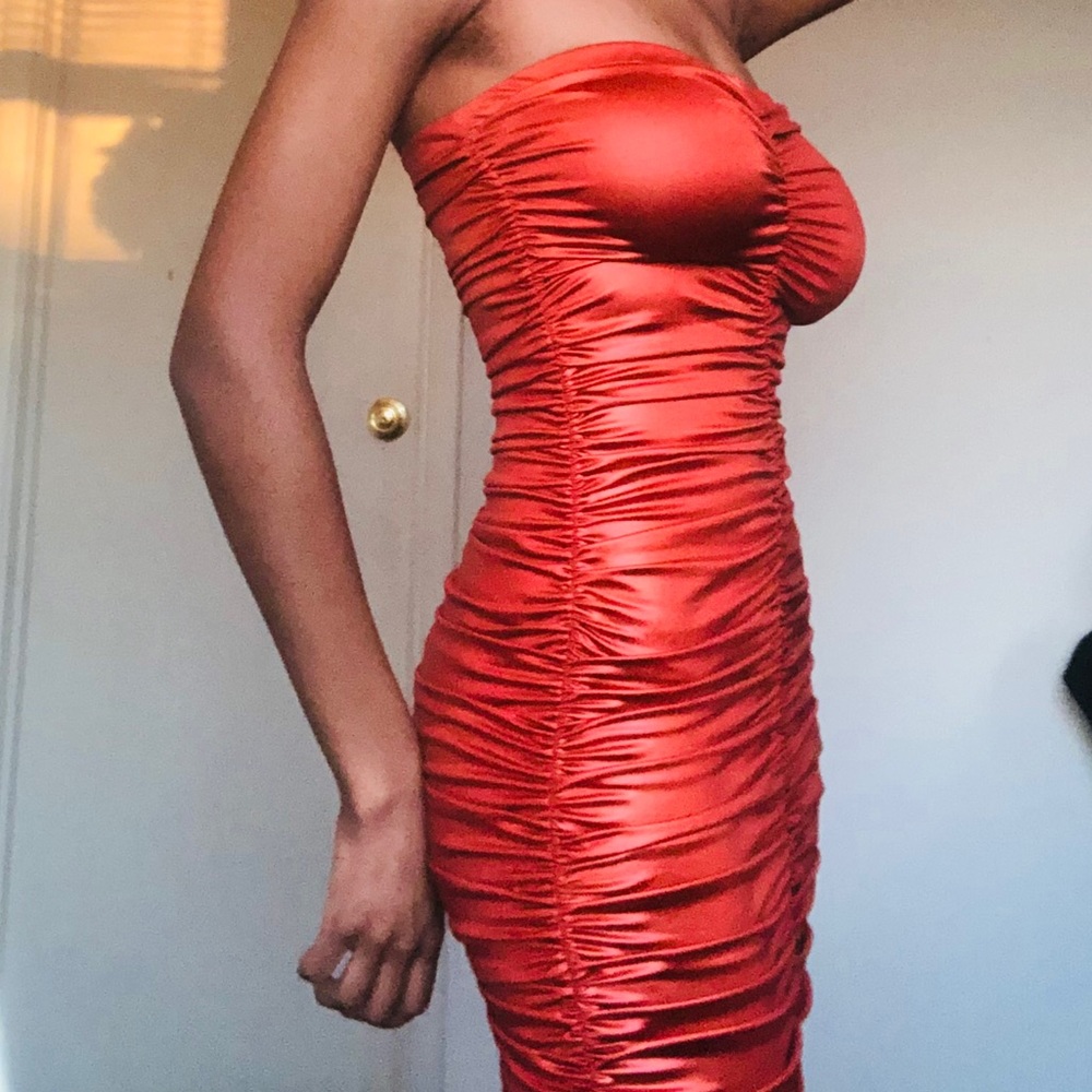 Orange tube top dress